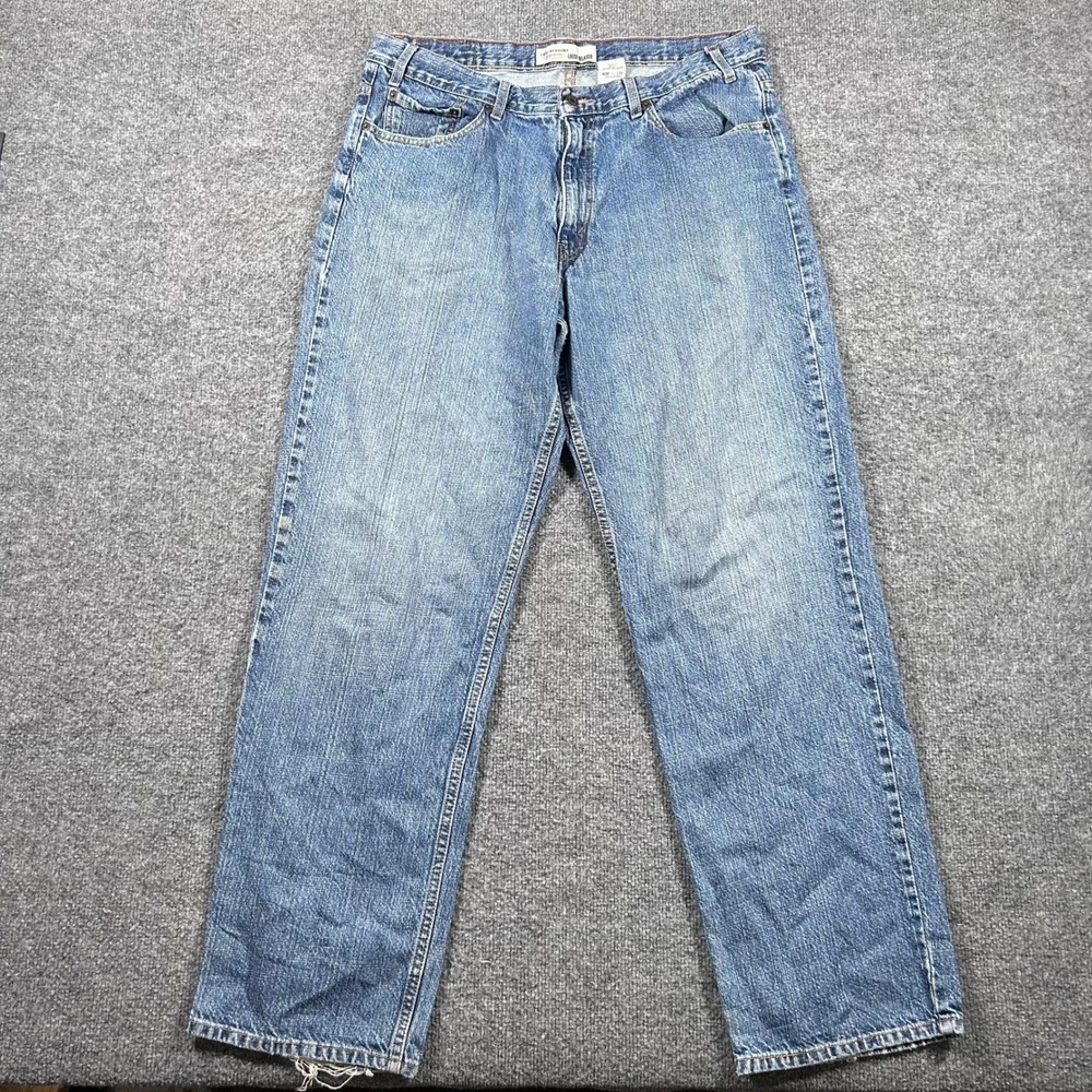 Levi Strauss Jeans Mens Size 38 Blue Loose Relaxed Fit Cotton Denim Frayed Hem